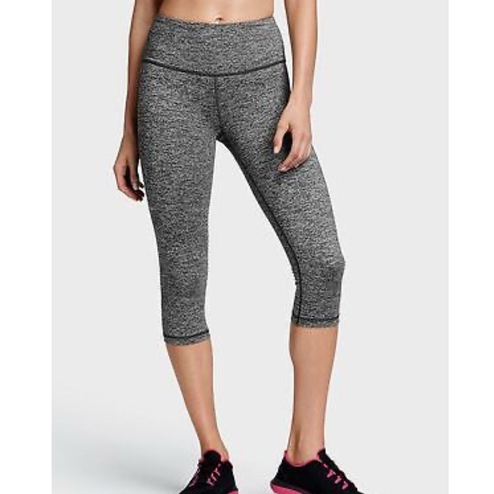 Victoria's Secret VSX Sport Knockout Crop Yoga Tight Gym Pants Gray Marl Small